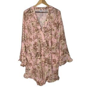 Women's Romantic Floral Print Flare Sleeve Romper - Agua Bendita Blush NWT XXL